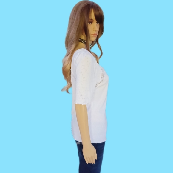 NEW!Free People L v-neck lace trim top - Picture 4 of 7